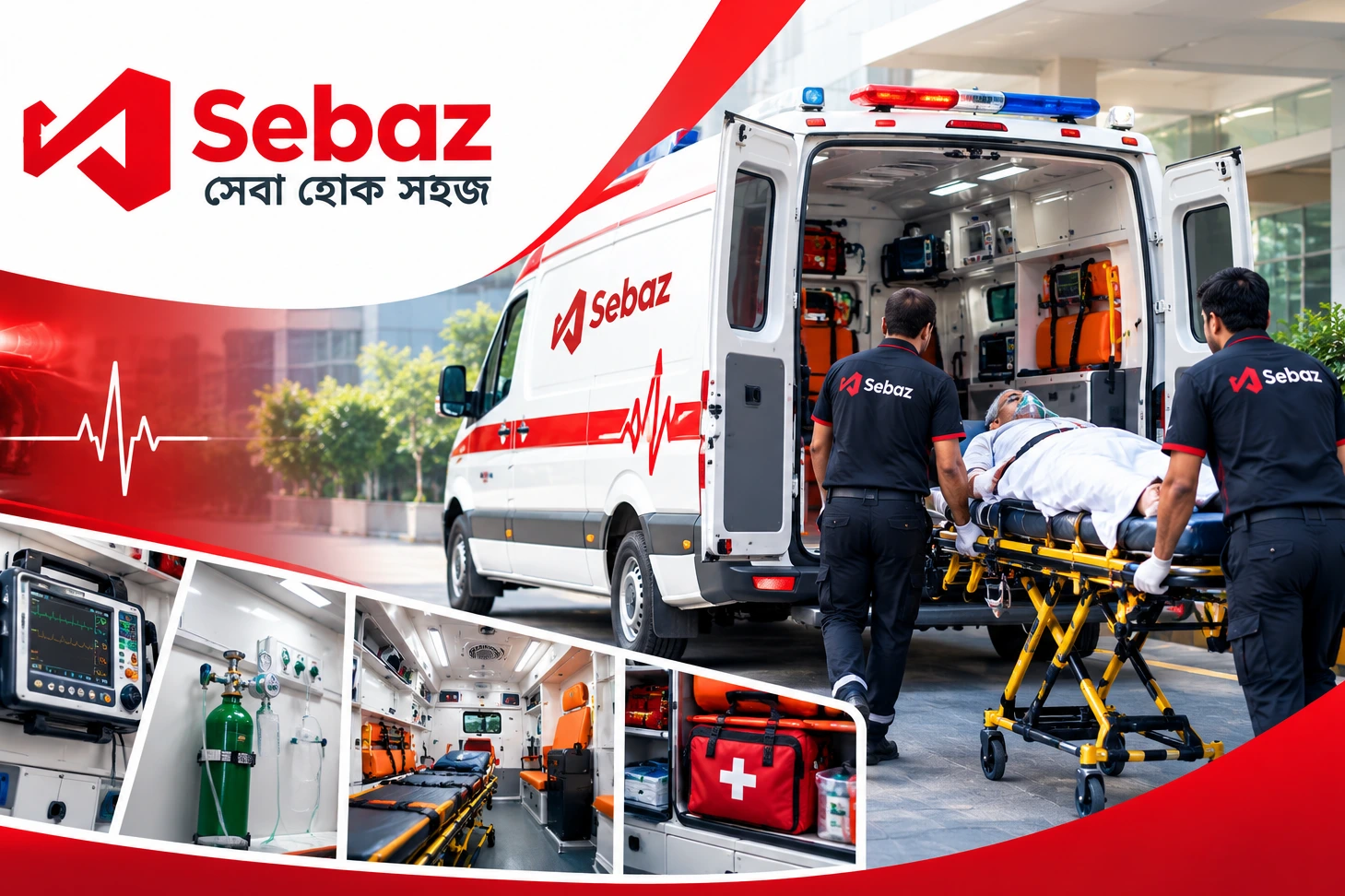 অ্যাম্বুলেন্স সেবা | জরুরি রোগী পরিবহনে Sebaz